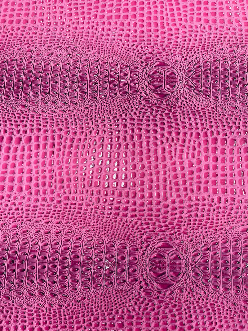 Gator Embossed Vinyl Leather Fabric - Bubble Gum - Faux Gator Skin Vinyl Fabric Sold By Yard