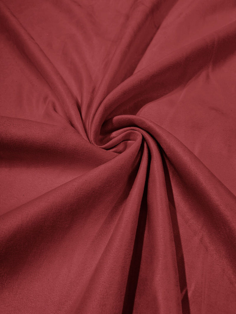 Faux Suede Fabric - Burgundy - 58" Polyester Micro Suede Fabric for Upholstery / Tablecloth/ Costume By Yard
