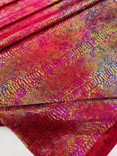 Anaconda Stretch Velvet - Burgundy - 58/60" Stretch Velvet Fabric with Anaconda Snake Print By Yard