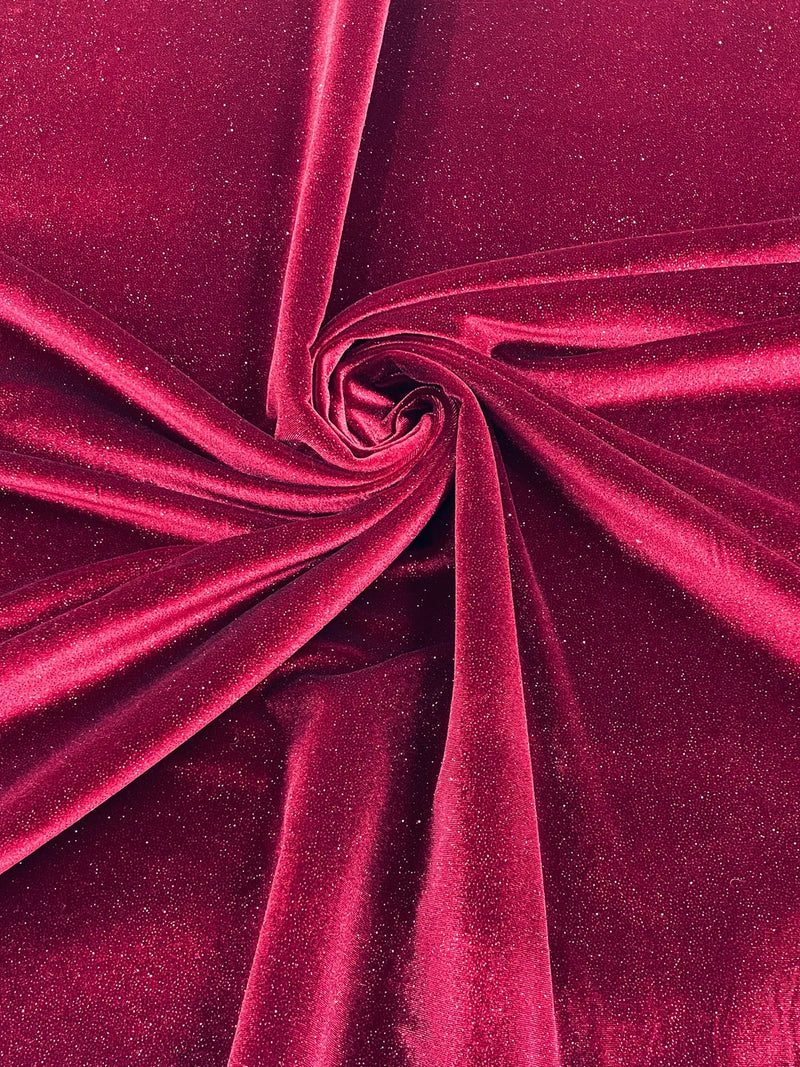 Glitter Stretch Velvet Fabric - 58"/60 Stretch Shimmer Glitter Velvet Fabric By Yard