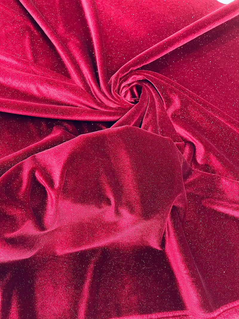 Glitter Stretch Velvet Fabric - 58"/60 Stretch Shimmer Glitter Velvet Fabric By Yard