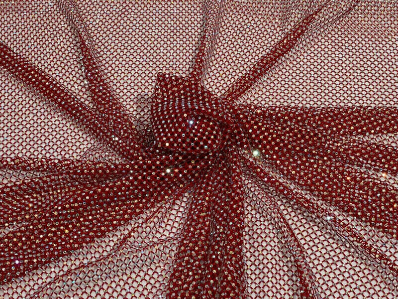 Fish Net Spandex Rhinestone Fabric - Solid Spandex Fish Net Rhinestones Fabric Sold by Yard