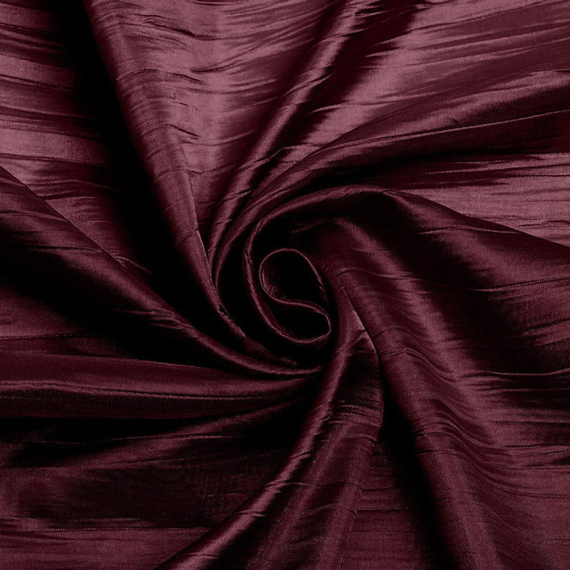 54" Crushed Taffeta Fabric - Burgundy - Crushed Taffeta Creased Fabric Sold by The Yard