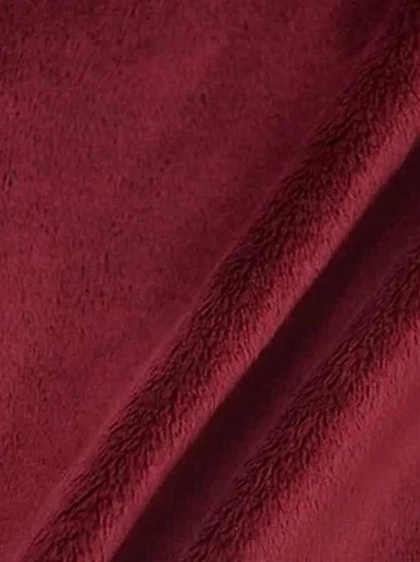 Minky Fur 3.mm Pile Fabric - Burgundy - 60" Soft Blanket Minky Fabric by the Yard