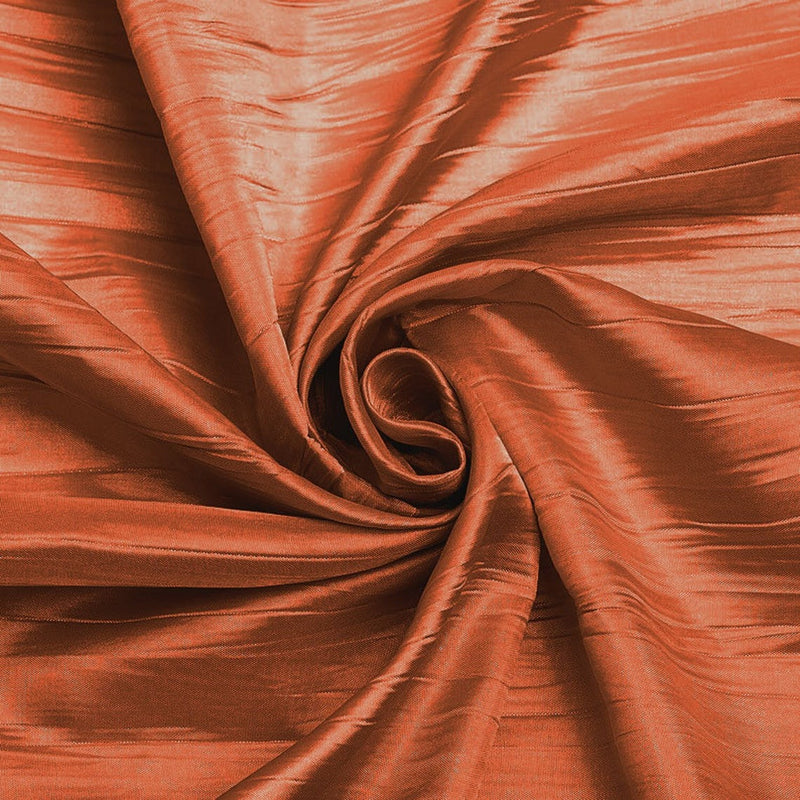 54" Crushed Taffeta Fabric - Burnt Orange - Crushed Taffeta Creased Fabric Sold by The Yard