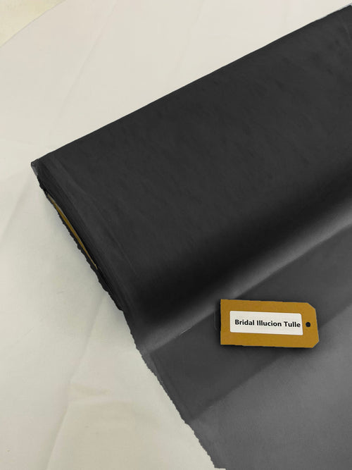 108" Tulle Illusion Fabric - Black - Premium Tulle Polyester Fabric Sold By Roll of 50 Yards