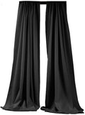 5 Feet x 10 Feet - Black - Polyester Backdrop Drape Curtains, Polyester Poplin Backdrop - 1 Pair