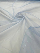 Sparkling Glitter Tulle Fabric - Blue - Sparkling Glitter Tulle Mesh Fabric Sold By Yard