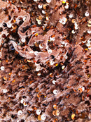 Brown Stretch Velvet Sequins Fabric- Velvet Sequins 2 Way Stretch 58/60” By Yard