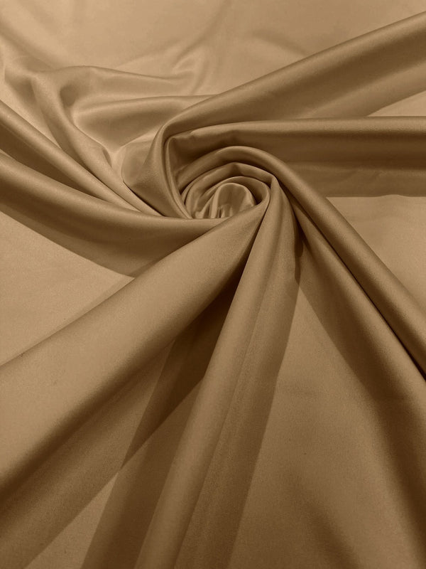 58/59" Satin Stretch Fabric Matte L'Amour - Camel - Stretch Matte Satin Fabric Sold By Yard