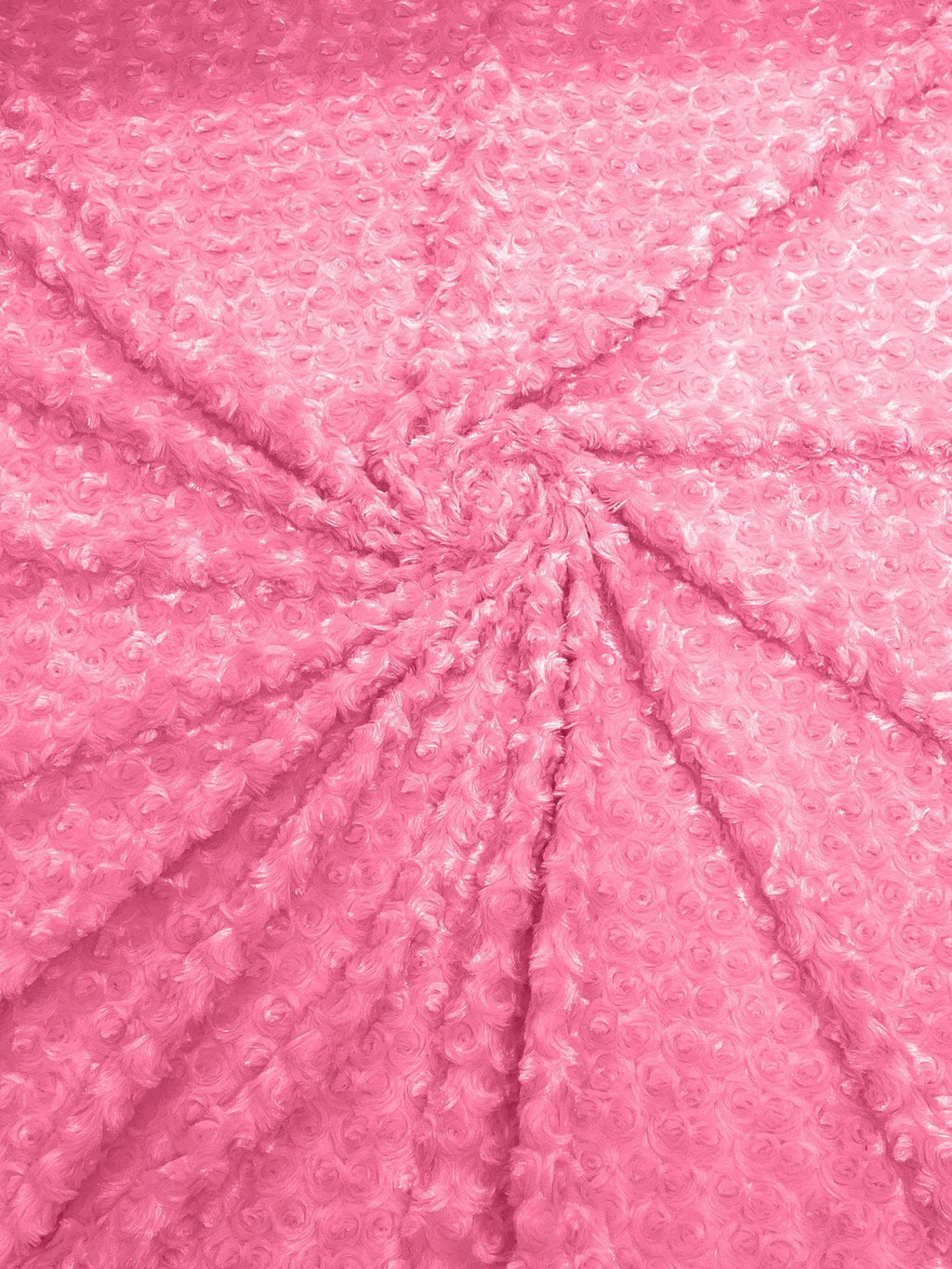 58" Minky Swirl Rose Fabric - Candy Pink - Soft Rosebud Plush Fur Fabric Sold By The Yard