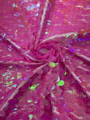 Jumbo Oval Sequins - Candy Pink - Paillette Big Oval Sequins Design Fabric By Yard