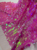 Jumbo Oval Sequins - Candy Pink - Paillette Big Oval Sequins Design Fabric By Yard