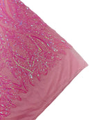 Mermaid Design Sequins Fabric - Candy Pink - Sequins Fabric 4 Way Stretch on Mesh By Yard