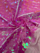 Jumbo Oval Sequins - Candy Pink - Paillette Big Oval Sequins Design Fabric By Yard