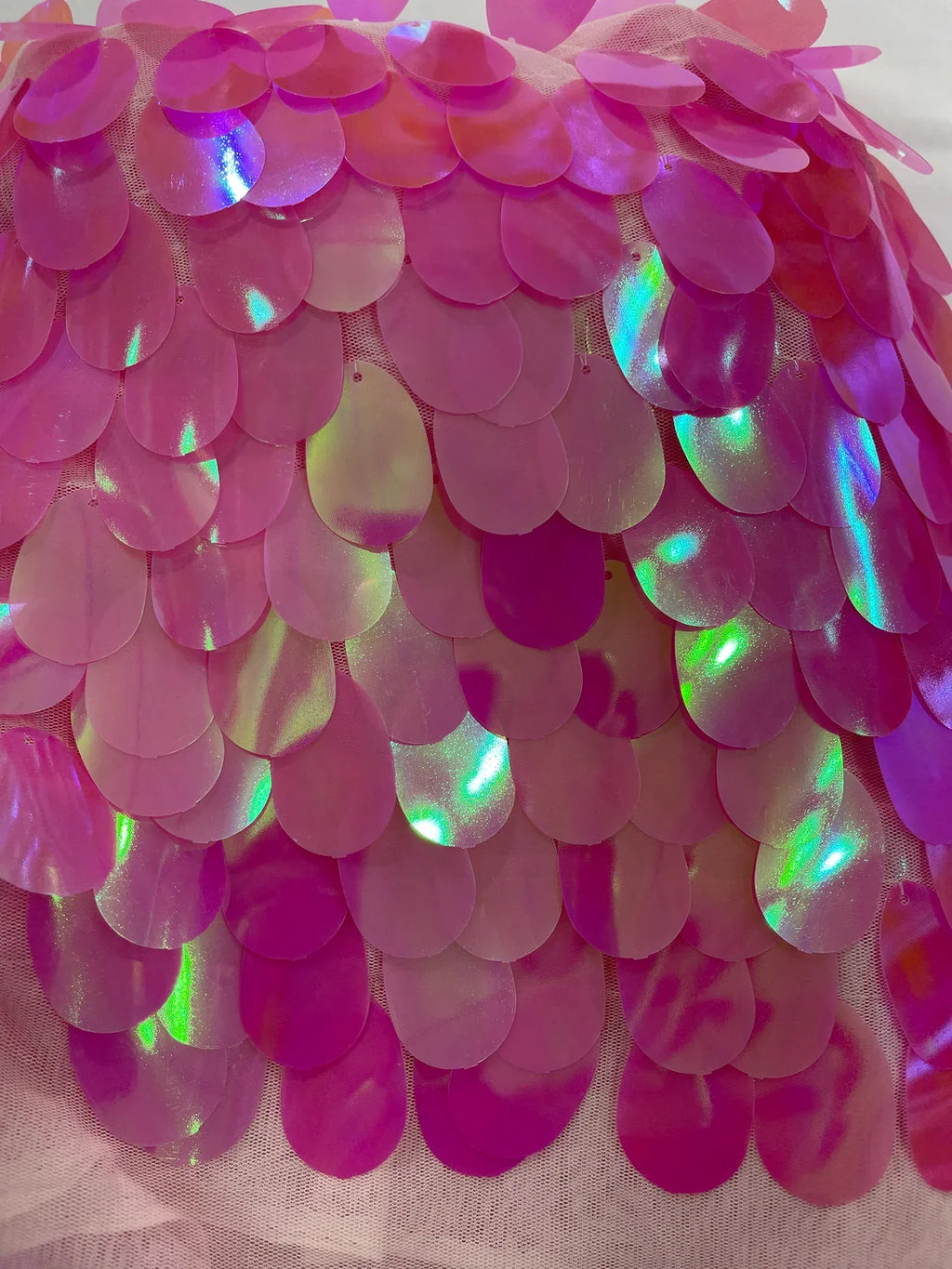 Jumbo Oval Sequins - Candy Pink - Paillette Big Oval Sequins Design Fabric By Yard