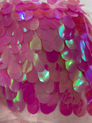 Jumbo Oval Sequins - Candy Pink - Paillette Big Oval Sequins Design Fabric By Yard