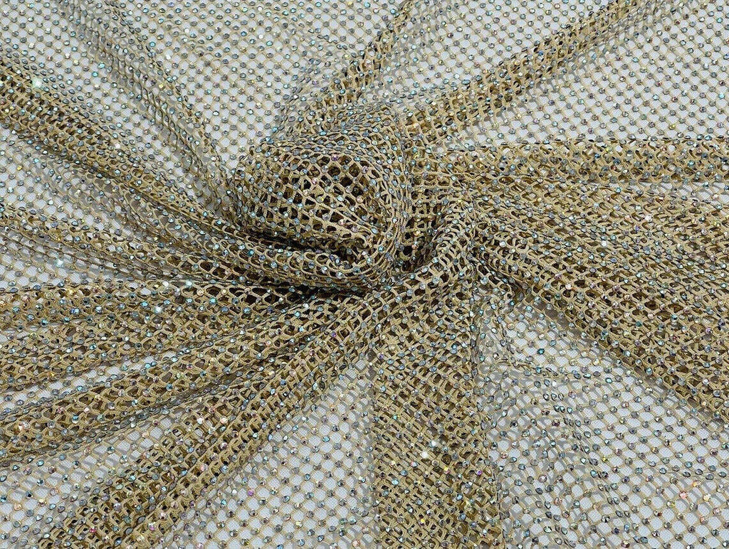 Fish Net Spandex Rhinestone Fabric - Spandex Fish Net Rhinestones Fabric - 15 Yard Roll