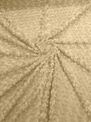 58" Minky Swirl Rose Fabric - Champagne - Soft Rosebud Plush Fur Fabric Sold By The Yard