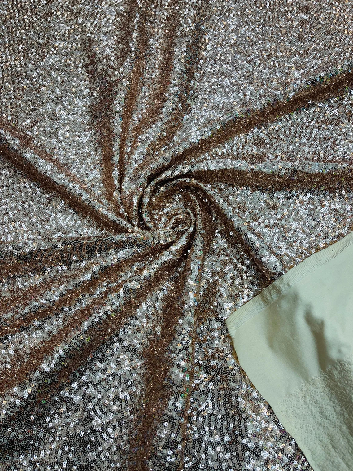 Mini Glitz Sequins Milliskin - Champagne - 4 Way Stretch Milliskin Nylon Spandex Fabric Sold By Yard