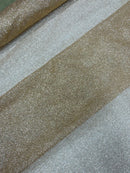 Shimmer Glitter Mesh Fabric - Champagne - Shiny Glitter Dots Design on Lace Mesh Sold By Yard