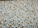 3D Butterfly Design Lace - Champagne - Embroidered Lace with 3D Butterfly Design By Yard