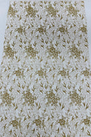 Flower Glitter Fabric - Champagne - 3D Floral Tulle Fabric for Wedding, Quinceañera By Yard
