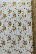 3D Glitter Floral Fabric - Champagne - 3D Flowers with Sequins and Glitter on Mesh Sold By Yard