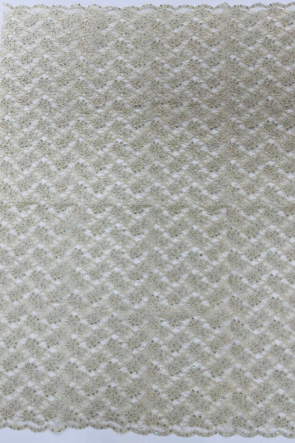 Floral Pearls and Sequins Fabric - Champagne - Beaded Fabric Embroidered Lace By The Yard