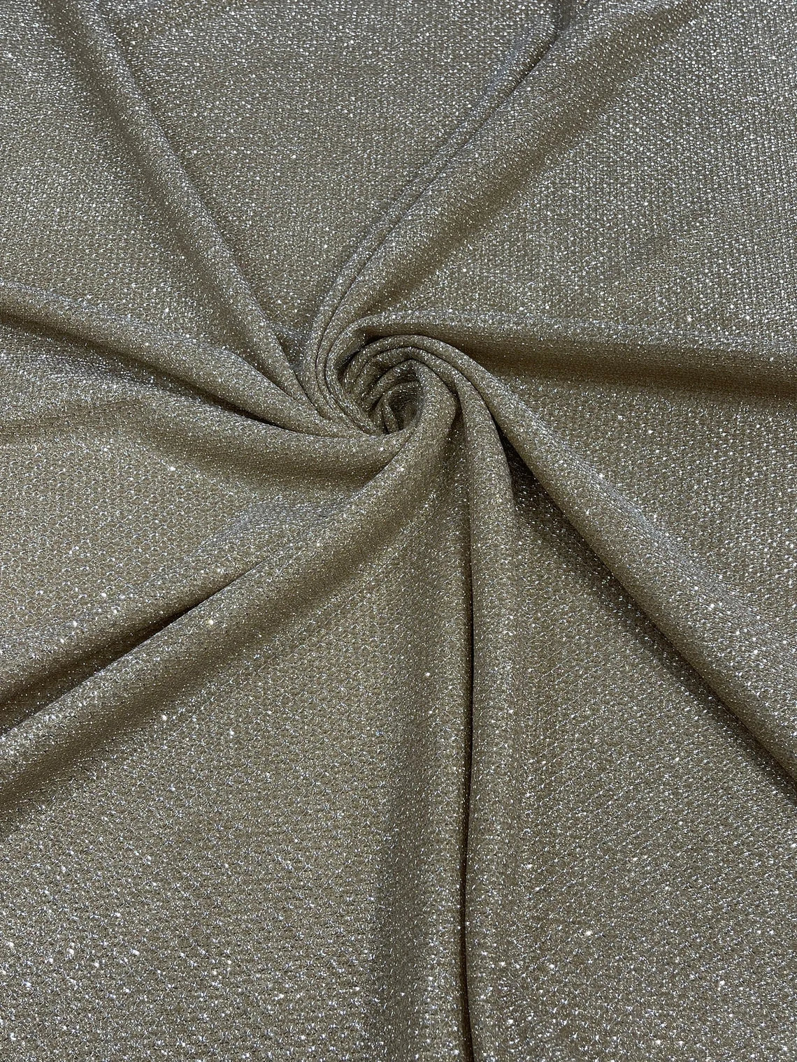 Diamond Shimmer Glitter Fabric - Champagne - Sparkle Stretch Luxury Shiny Fabric By Yard