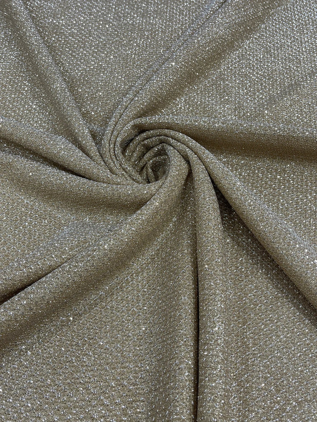 Diamond Shimmer Glitter Fabric - Champagne - Sparkle Stretch Luxury Shiny Fabric By Yard