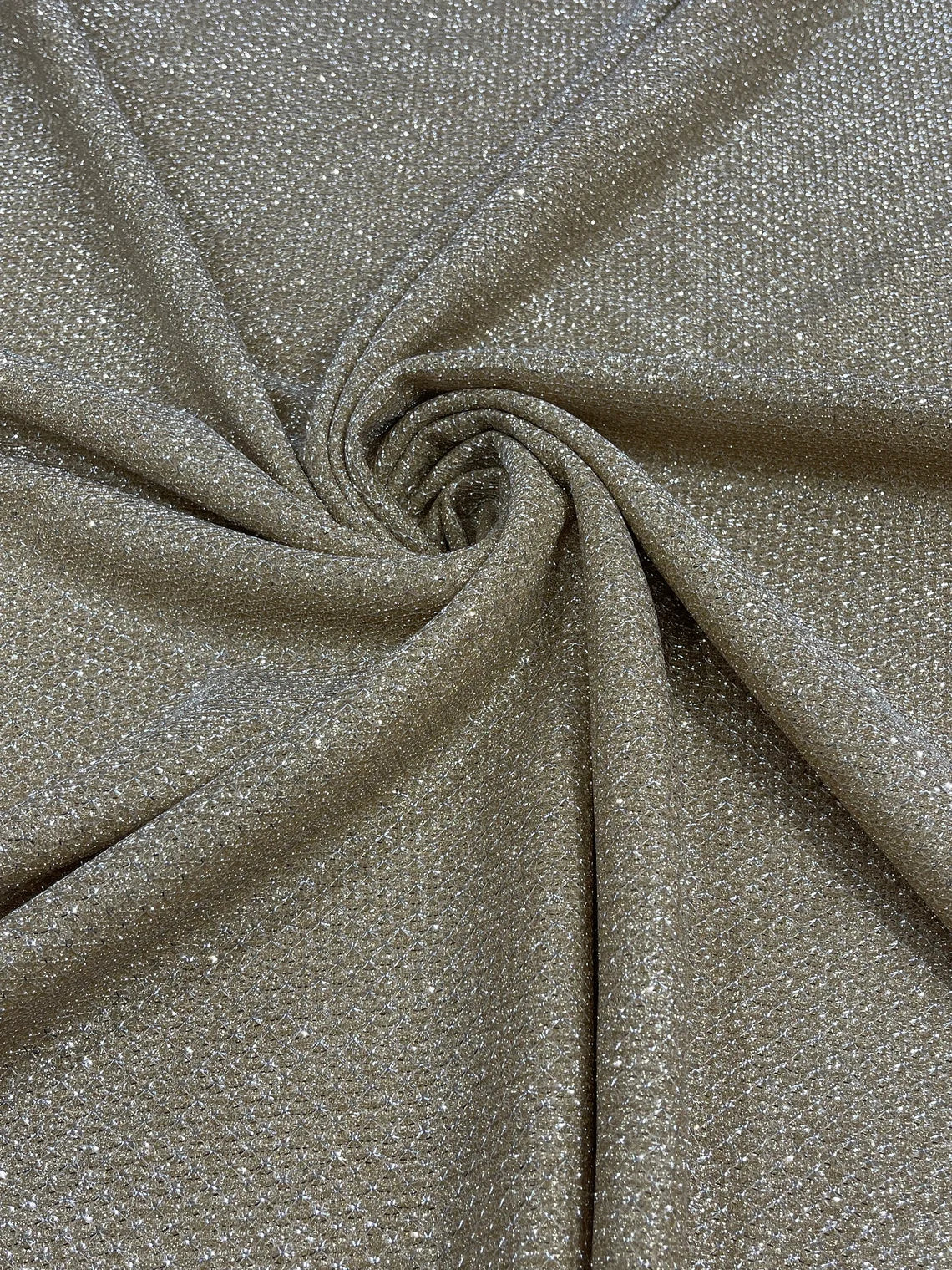 Diamond Shimmer Glitter Fabric - Champagne - Sparkle Stretch Luxury Shiny Fabric By Yard