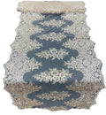21" Floral Lace Metallic Design Table Runner - Champagne - Floral Runner for Event Decor Sold By The Yard