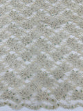 Floral Pearls and Sequins Fabric - Champagne - Beaded Fabric Embroidered Lace By The Yard