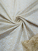 Cast Net Sequins Fabric - Champagne - Embroidery Fish Net Design Sequins Lace Fabric By Yard