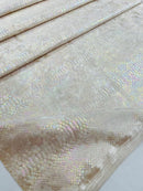 Anaconda Stretch Velvet - Champagne Iridescent - 58/60" Stretch Velvet Fabric with Anaconda Snake Print By Yard