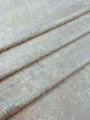 Anaconda Stretch Velvet - Champagne Iridescent - 58/60" Stretch Velvet Fabric with Anaconda Snake Print By Yard