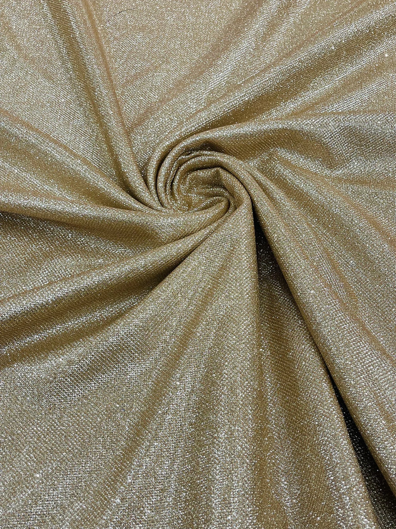 Shimmer Glitter Fabric - Champagne on Ivory - Luxury Sparkle Stretch Solid Fabric Sold By Yard