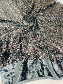 Stretch Velvet Sequins Fabric - Charcoal - Velvet Sequins 2 Way Stretch 58/60” By Yard
