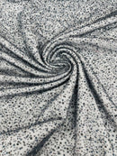 3D Beaded Mesh Fabric - Charcoal - Embroidered Beaded Lace Mesh Fabric with Small Sequins Sold By Yard