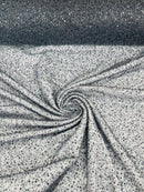 3D Beaded Mesh Fabric - Charcoal - Embroidered Beaded Lace Mesh Fabric with Small Sequins Sold By Yard