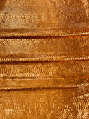 Anaconda Stretch Velvet - Cinnamon - 58/60" Stretch Velvet Fabric with Anaconda Snake Print By Yard