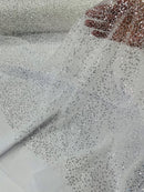 Pearl Sequins Bead Fabric - Clear - Small Beads and Sequins Embroidered on Lace By Yard