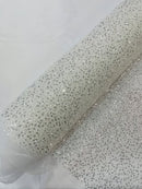 Pearl Sequins Bead Fabric - Clear - Small Beads and Sequins Embroidered on Lace By Yard