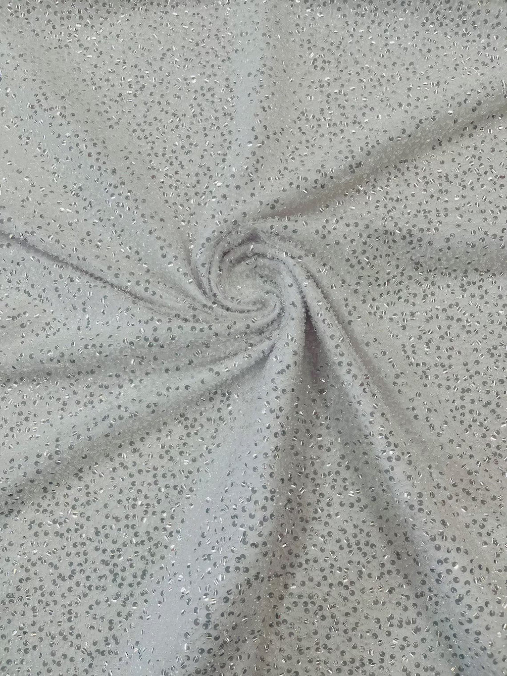 Pearl Sequins Bead Fabric - Clear - Small Beads and Sequins Embroidered on Lace By Yard