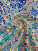 Round Large Sequins - Clear Iridescent - Paillette Large Round Sequins Design Fabric By Yard