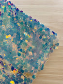 Round Large Sequins - Clear Iridescent - Paillette Large Round Sequins Design Fabric By Yard
