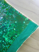 Round Large Sequins - Clear Mint Iridescent - Paillette Large Round Sequins Design Fabric By Yard