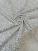 Pearl Sequins Bead Fabric - Clear on Off-White - Small Beads and Sequins Embroidered on Lace By Yard
