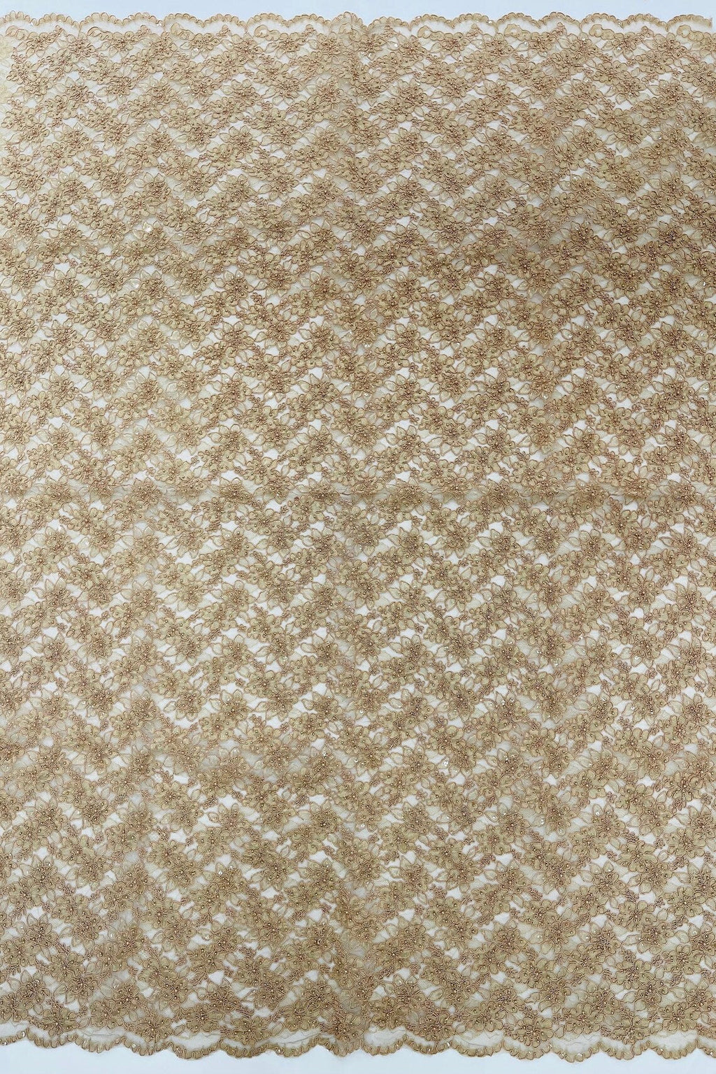 Floral Pearls and Sequins Fabric - Coffee - Beaded Fabric Embroidered Lace By The Yard